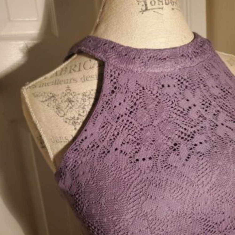 Roxberi Purple Dress size Small ASimetric Hem Pearly Buttons Closure - Picture 5 of 10
